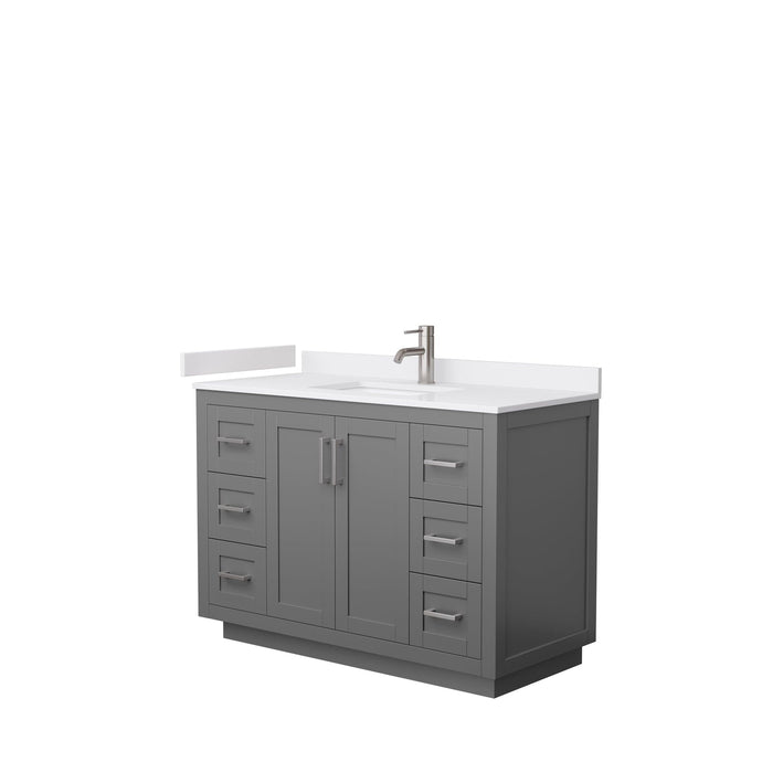 Wyndham Collection WCF292948SKGWCUNSMXX Miranda 48 Inch Single Bathroom Vanity in Dark Gray, White Cultured Marble Countertop, Undermount Square Sink, Brushed Nickel Trim
