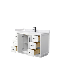 Load image into Gallery viewer, Wyndham Collection WCF292948SWBWCUNSMXX Miranda 48 Inch Single Bathroom Vanity in White, White Cultured Marble Countertop, Undermount Square Sink, Matte Black Trim