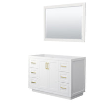Load image into Gallery viewer, Wyndham Collection WCF292948SWGCXSXXM46 Miranda 48 Inch Single Bathroom Vanity in White, No Countertop, No Sink, Brushed Gold Trim, 46 Inch Mirror