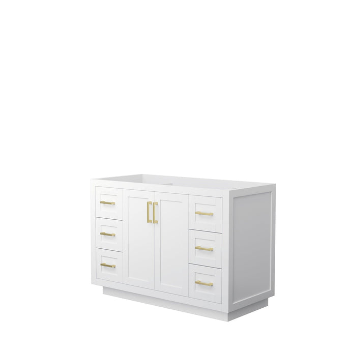 Wyndham Collection WCF292948SWGCXSXXMXX Miranda 48 Inch Single Bathroom Vanity in White, No Countertop, No Sink, Brushed Gold Trim