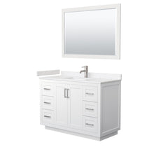Load image into Gallery viewer, Wyndham Collection WCF292948SWHC2UNSM46 Miranda 48 Inch Single Bathroom Vanity in White, Light-Vein Carrara Cultured Marble Countertop, Undermount Square Sink, Brushed Nickel Trim, 46 Inch Mirror