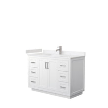 Load image into Gallery viewer, Wyndham Collection WCF292948SWHC2UNSMXX Miranda 48 Inch Single Bathroom Vanity in White, Light-Vein Carrara Cultured Marble Countertop, Undermount Square Sink, Brushed Nickel Trim