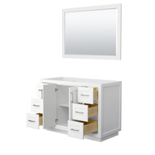 Load image into Gallery viewer, Wyndham Collection WCF292948SWHCXSXXM46 Miranda 48 Inch Single Bathroom Vanity in White, No Countertop, No Sink, Brushed Nickel Trim, 46 Inch Mirror