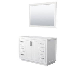 Wyndham Collection WCF292948SWHCXSXXM46 Miranda 48 Inch Single Bathroom Vanity in White, No Countertop, No Sink, Brushed Nickel Trim, 46 Inch Mirror