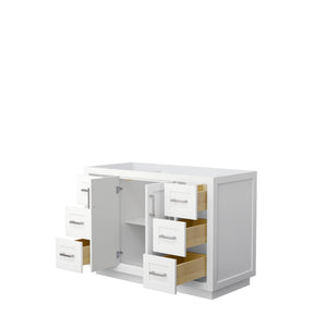 Wyndham Collection WCF292948SWHCXSXXMXX Miranda 48 Inch Single Bathroom Vanity in White, No Countertop, No Sink, Brushed Nickel Trim