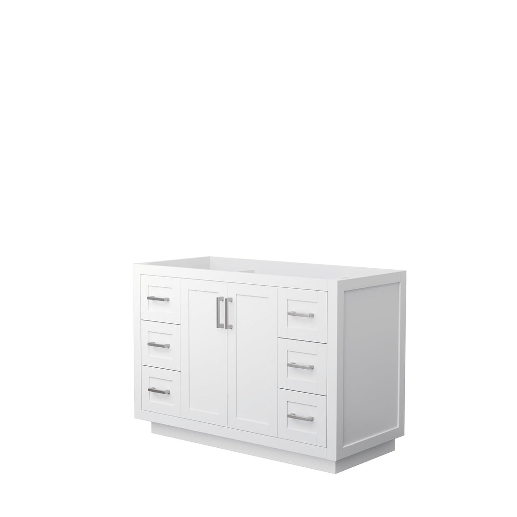 Wyndham Collection WCF292948SWHCXSXXMXX Miranda 48 Inch Single Bathroom Vanity in White, No Countertop, No Sink, Brushed Nickel Trim