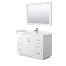 Load image into Gallery viewer, Wyndham Collection WCF292948SWHWCUNSM46 Miranda 48 Inch Single Bathroom Vanity in White, White Cultured Marble Countertop, Undermount Square Sink, Brushed Nickel Trim, 46 Inch Mirror