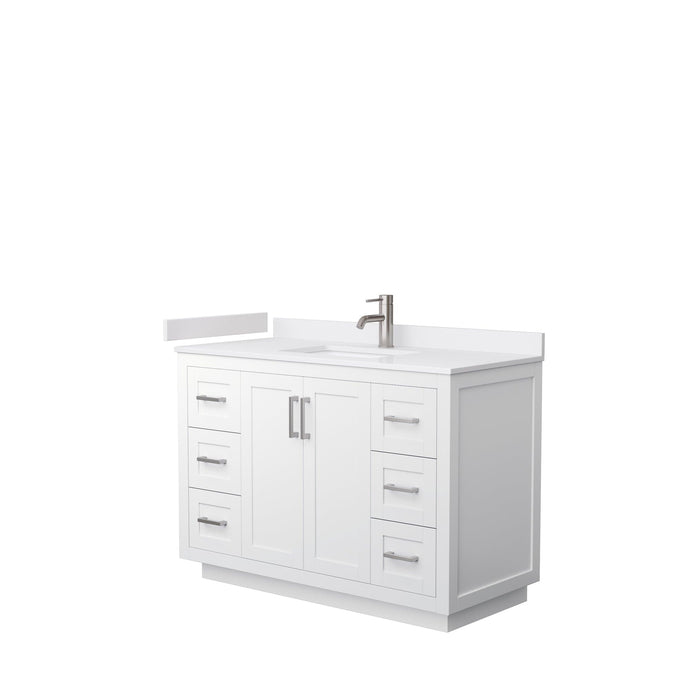 Wyndham Collection WCF292948SWHWCUNSMXX Miranda 48 Inch Single Bathroom Vanity in White, White Cultured Marble Countertop, Undermount Square Sink, Brushed Nickel Trim