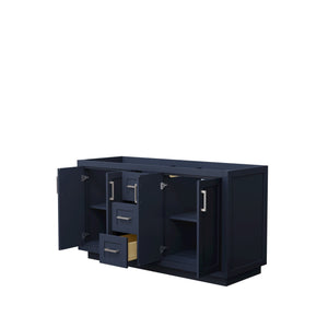 Wyndham Collection WCF292960DBNCXSXXMXX Miranda 60 Inch Double Bathroom Vanity in Dark Blue, No Countertop, No Sink, Brushed Nickel Trim