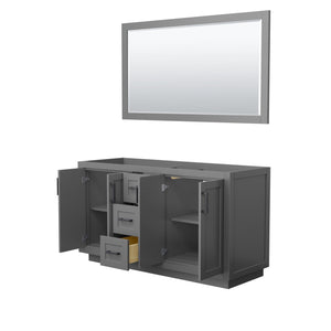Wyndham Collection WCF292960DGBCXSXXM58 Miranda 60 Inch Double Bathroom Vanity in Dark Gray, No Countertop, No Sink, Matte Black Trim, 58 Inch Mirror