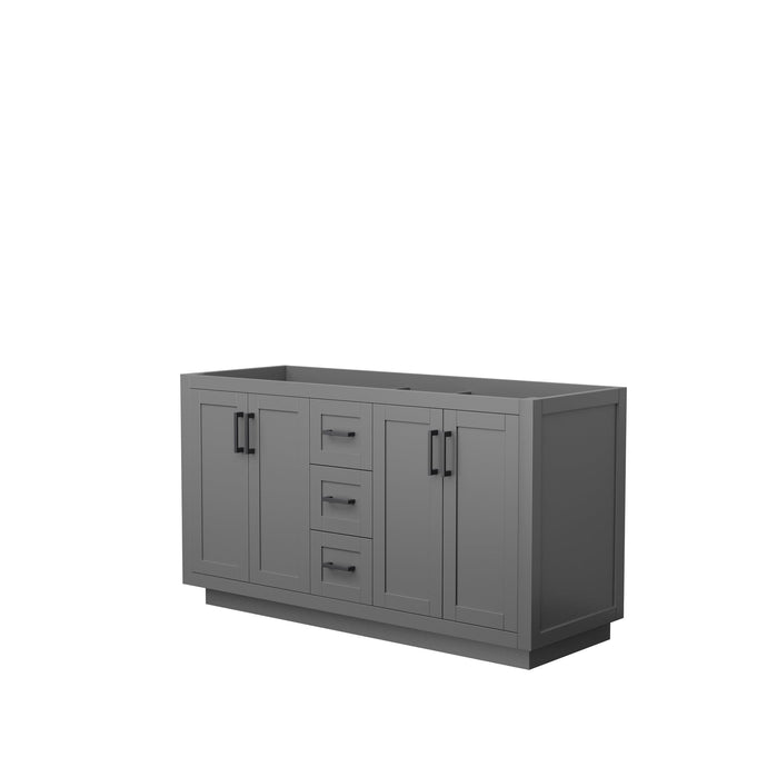 Wyndham Collection WCF292960DGBCXSXXMXX Miranda 60 Inch Double Bathroom Vanity in Dark Gray, No Countertop, No Sink, Matte Black Trim