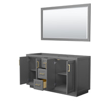 Load image into Gallery viewer, Wyndham Collection WCF292960DGGCXSXXM58 Miranda 60 Inch Double Bathroom Vanity in Dark Gray, No Countertop, No Sink, Brushed Gold Trim, 58 Inch Mirror