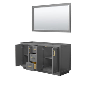 Wyndham Collection WCF292960DGGCXSXXM58 Miranda 60 Inch Double Bathroom Vanity in Dark Gray, No Countertop, No Sink, Brushed Gold Trim, 58 Inch Mirror