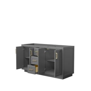 Wyndham Collection WCF292960DGGCXSXXMXX Miranda 60 Inch Double Bathroom Vanity in Dark Gray, No Countertop, No Sink, Brushed Gold Trim