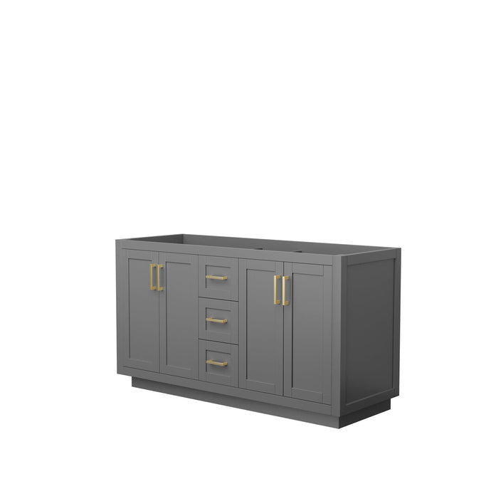 Wyndham Collection WCF292960DGGCXSXXMXX Miranda 60 Inch Double Bathroom Vanity in Dark Gray, No Countertop, No Sink, Brushed Gold Trim
