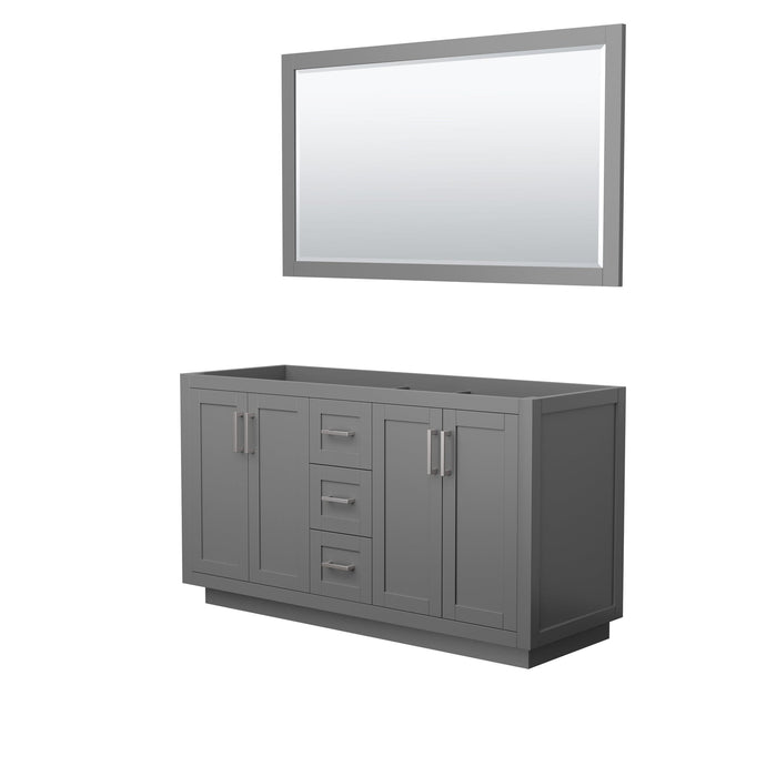 Wyndham Collection WCF292960DKGCXSXXM58 Miranda 60 Inch Double Bathroom Vanity in Dark Gray, No Countertop, No Sink, Brushed Nickel Trim, 58 Inch Mirror