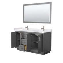 Load image into Gallery viewer, Wyndham Collection WCF292960DKGWCUNSM58 Miranda 60 Inch Double Bathroom Vanity in Dark Gray, White Cultured Marble Countertop, Undermount Square Sinks, Brushed Nickel Trim, 58 Inch Mirror