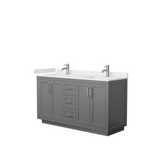 Load image into Gallery viewer, Wyndham Collection WCF292960DKGWCUNSMXX Miranda 60 Inch Double Bathroom Vanity in Dark Gray, White Cultured Marble Countertop, Undermount Square Sinks, Brushed Nickel Trim