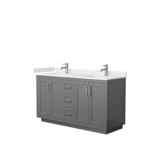 Wyndham Collection WCF292960DKGWCUNSMXX Miranda 60 Inch Double Bathroom Vanity in Dark Gray, White Cultured Marble Countertop, Undermount Square Sinks, Brushed Nickel Trim