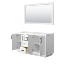 Load image into Gallery viewer, Wyndham Collection WCF292960DWBCXSXXM58 Miranda 60 Inch Double Bathroom Vanity in White, No Countertop, No Sink, Matte Black Trim, 58 Inch Mirror