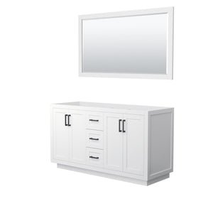 Wyndham Collection WCF292960DWBCXSXXM58 Miranda 60 Inch Double Bathroom Vanity in White, No Countertop, No Sink, Matte Black Trim, 58 Inch Mirror