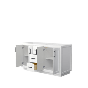 Wyndham Collection WCF292960DWBCXSXXMXX Miranda 60 Inch Double Bathroom Vanity in White, No Countertop, No Sink, Matte Black Trim