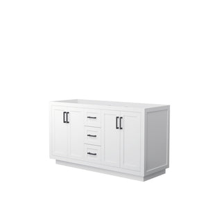 Wyndham Collection WCF292960DWBCXSXXMXX Miranda 60 Inch Double Bathroom Vanity in White, No Countertop, No Sink, Matte Black Trim