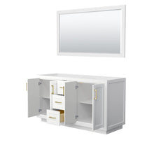 Load image into Gallery viewer, Wyndham Collection WCF292960DWGCXSXXM58 Miranda 60 Inch Double Bathroom Vanity in White, No Countertop, No Sink, Brushed Gold Trim, 58 Inch Mirror