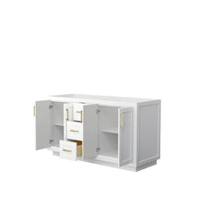 Load image into Gallery viewer, Wyndham Collection WCF292960DWGCXSXXMXX Miranda 60 Inch Double Bathroom Vanity in White, No Countertop, No Sink, Brushed Gold Trim
