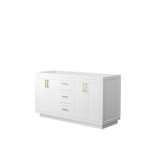 Wyndham Collection WCF292960DWGCXSXXMXX Miranda 60 Inch Double Bathroom Vanity in White, No Countertop, No Sink, Brushed Gold Trim
