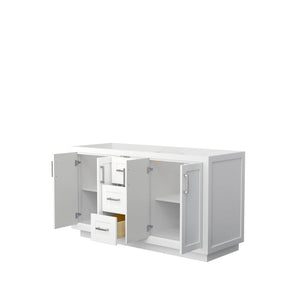 Wyndham Collection WCF292960DWHCXSXXMXX Miranda 60 Inch Double Bathroom Vanity in White, No Countertop, No Sink, Brushed Nickel Trim
