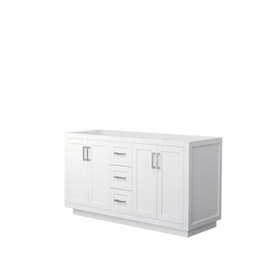 Wyndham Collection WCF292960DWHCXSXXMXX Miranda 60 Inch Double Bathroom Vanity in White, No Countertop, No Sink, Brushed Nickel Trim