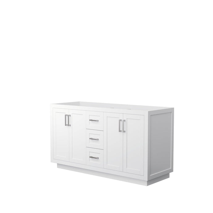 Wyndham Collection WCF292960DWHCXSXXMXX Miranda 60 Inch Double Bathroom Vanity in White, No Countertop, No Sink, Brushed Nickel Trim