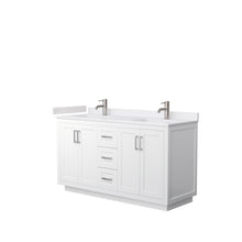 Load image into Gallery viewer, Wyndham Collection WCF292960DWHWCUNSMXX Miranda 60 Inch Double Bathroom Vanity in White, White Cultured Marble Countertop, Undermount Square Sinks, Brushed Nickel Trim