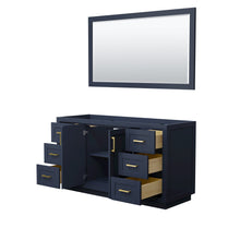 Load image into Gallery viewer, Wyndham Collection WCF292960SBLCXSXXM58 Miranda 60 Inch Single Bathroom Vanity in Dark Blue, No Countertop, No Sink, Brushed Gold Trim, 58 Inch Mirror