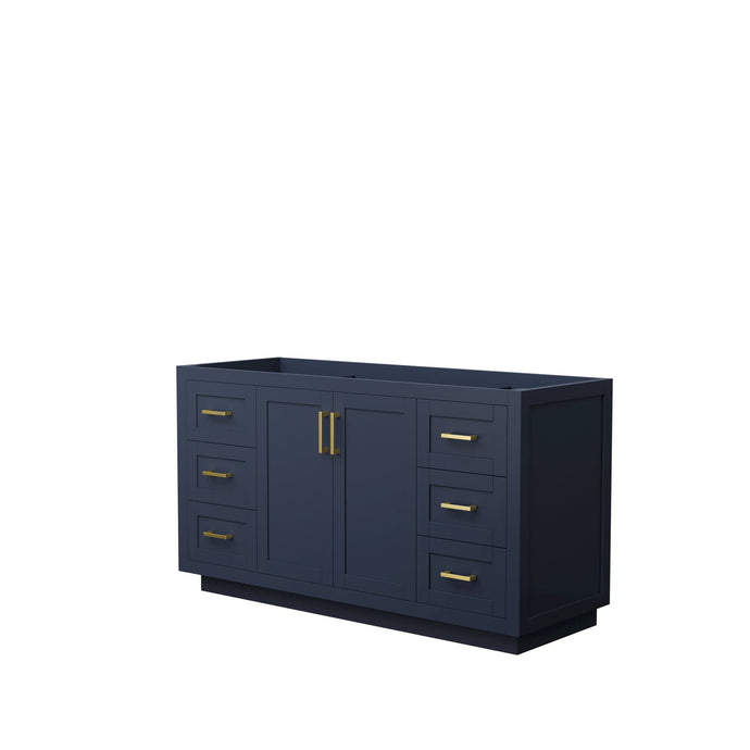 Wyndham Collection WCF292960SBLCXSXXMXX Miranda 60 Inch Single Bathroom Vanity in Dark Blue, No Countertop, No Sink, Brushed Gold Trim