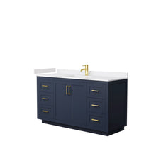 Load image into Gallery viewer, Wyndham Collection WCF292960SBLWCUNSMXX Miranda 60 Inch Single Bathroom Vanity in Dark Blue, White Cultured Marble Countertop, Undermount Square Sink, Brushed Gold Trim