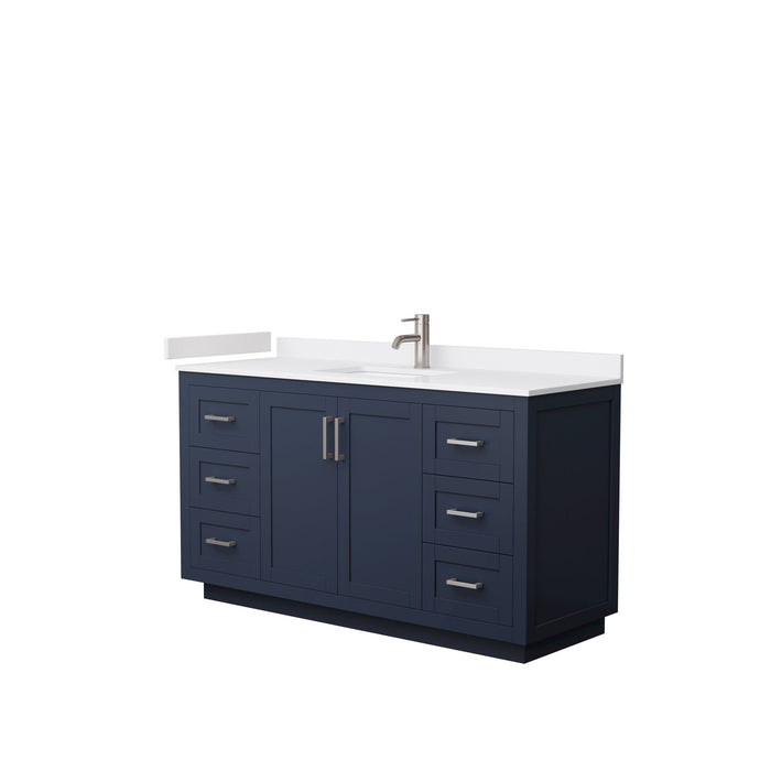 Wyndham Collection WCF292960SBNWCUNSMXX Miranda 60 Inch Single Bathroom Vanity in Dark Blue, White Cultured Marble Countertop, Undermount Square Sink, Brushed Nickel Trim