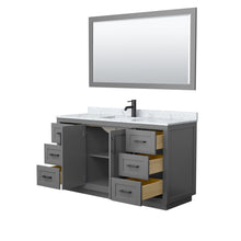 Load image into Gallery viewer, Wyndham Collection WCF292960SGBCMUNSM58 Miranda 60 Inch Single Bathroom Vanity in Dark Gray, White Carrara Marble Countertop, Undermount Square Sink, Matte Black Trim, 58 Inch Mirror