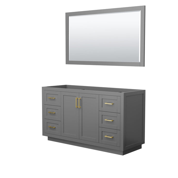 Wyndham Collection WCF292960SGGCXSXXM58 Miranda 60 Inch Single Bathroom Vanity in Dark Gray, No Countertop, No Sink, Brushed Gold Trim, 58 Inch Mirror
