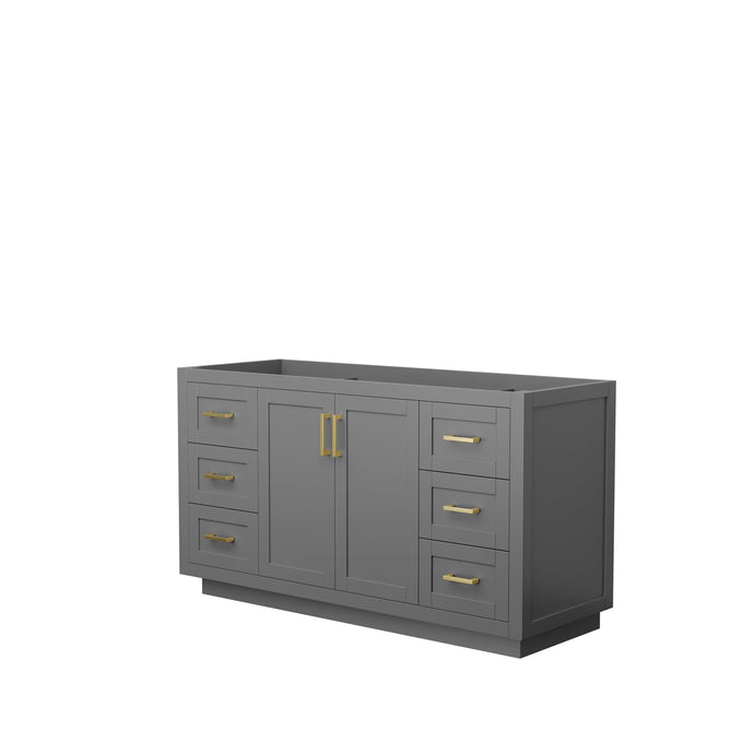 Wyndham Collection WCF292960SGGCXSXXMXX Miranda 60 Inch Single Bathroom Vanity in Dark Gray, No Countertop, No Sink, Brushed Gold Trim