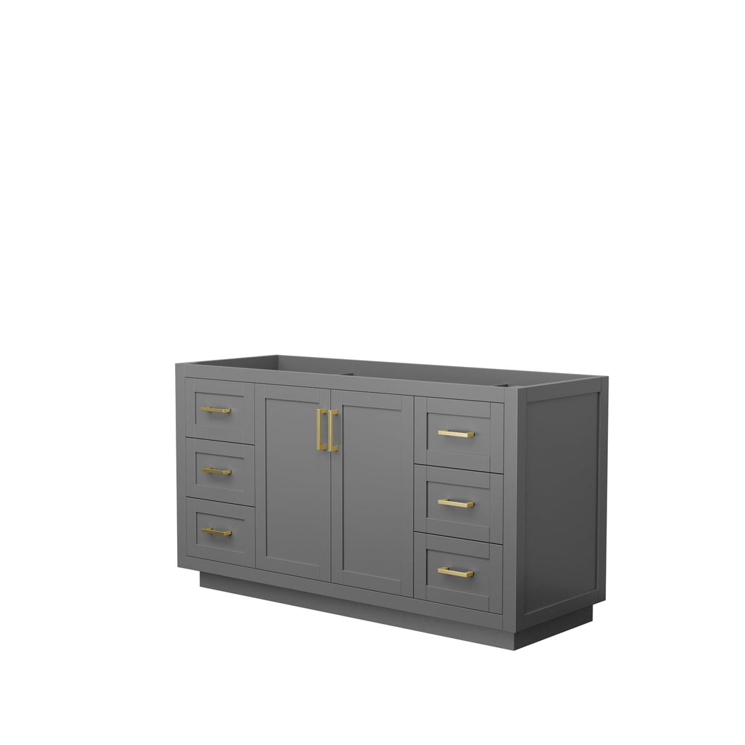 Wyndham Collection WCF292960SGGCXSXXMXX Miranda 60 Inch Single Bathroom Vanity in Dark Gray, No Countertop, No Sink, Brushed Gold Trim