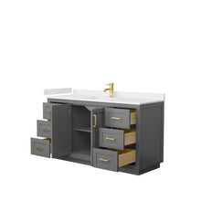 Load image into Gallery viewer, Wyndham Collection WCF292960SGGWCUNSMXX Miranda 60 Inch Single Bathroom Vanity in Dark Gray, White Cultured Marble Countertop, Undermount Square Sink, Brushed Gold Trim