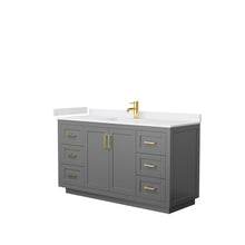 Load image into Gallery viewer, Wyndham Collection WCF292960SGGWCUNSMXX Miranda 60 Inch Single Bathroom Vanity in Dark Gray, White Cultured Marble Countertop, Undermount Square Sink, Brushed Gold Trim