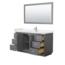 Load image into Gallery viewer, Wyndham Collection WCF292960SKGC2UNSM58 Miranda 60 Inch Single Bathroom Vanity in Dark Gray, Light-Vein Carrara Cultured Marble Countertop, Undermount Square Sink, Brushed Nickel Trim, 58 Inch Mirror