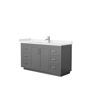 Wyndham Collection WCF292960SKGC2UNSMXX Miranda 60 Inch Single Bathroom Vanity in Dark Gray, Light-Vein Carrara Cultured Marble Countertop, Undermount Square Sink, Brushed Nickel Trim
