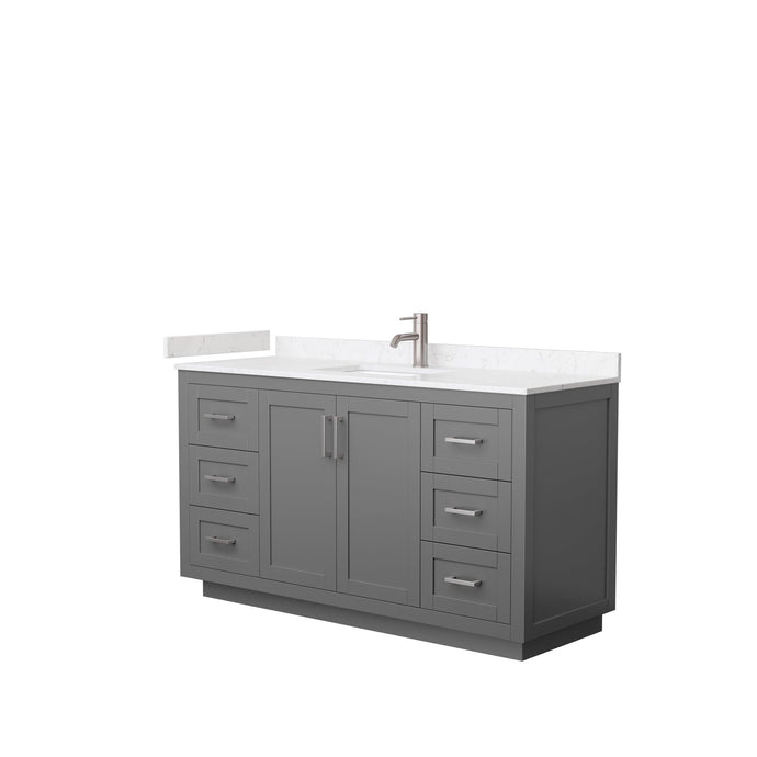 Wyndham Collection WCF292960SKGC2UNSMXX Miranda 60 Inch Single Bathroom Vanity in Dark Gray, Light-Vein Carrara Cultured Marble Countertop, Undermount Square Sink, Brushed Nickel Trim
