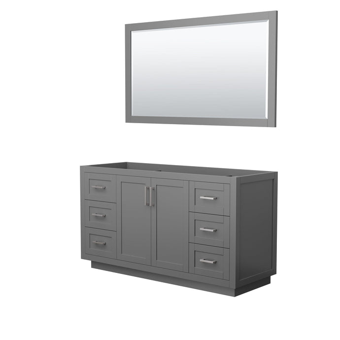 Wyndham Collection WCF292960SKGCXSXXM58 Miranda 60 Inch Single Bathroom Vanity in Dark Gray, No Countertop, No Sink, Brushed Nickel Trim, 58 Inch Mirror