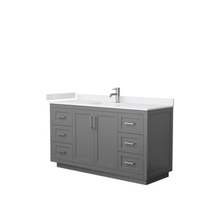 Wyndham Collection WCF292960SKGWCUNSMXX Miranda 60 Inch Single Bathroom Vanity in Dark Gray, White Cultured Marble Countertop, Undermount Square Sink, Brushed Nickel Trim