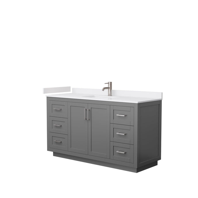 Wyndham Collection WCF292960SKGWCUNSMXX Miranda 60 Inch Single Bathroom Vanity in Dark Gray, White Cultured Marble Countertop, Undermount Square Sink, Brushed Nickel Trim